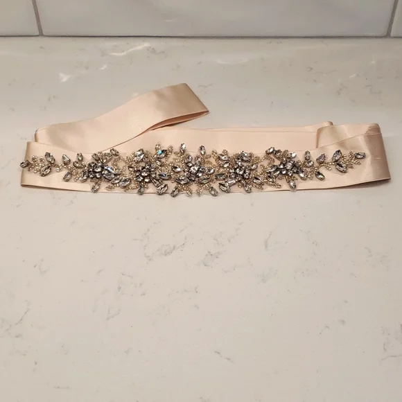 Bel Aire Bridal Ivory Sash VINTAGE Bridal Sash Ivory Beaded Pearl Bead Waist Belt BEL  main image 2